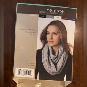Celeste Black Cashmere Blend Infinity Scarf NIB